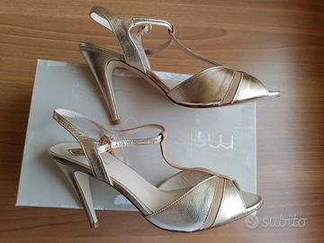 Mellow Yellow sandali n.38 in vera pelle color oro