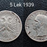 5 LEK 1939 occupazione Albania 