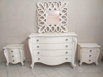 TRITTICO CONTEMPORANEO LACCATO BIANCO PATINATO