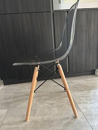 set da 4 sedie design con seduta trasparente 