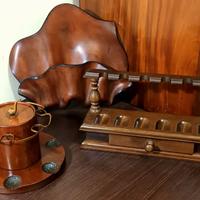 porta pipe vintage anni 70 legno noce 6+6+3 posti