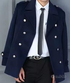 Cappotto lana doppio petto slim bottoni metallo