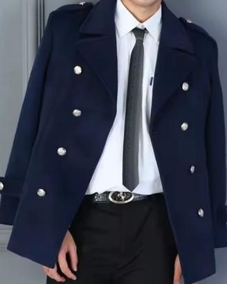 Cappotto lana doppio petto slim bottoni metallo