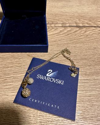 Collana Swarovski dorata con doppia sfera