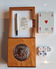 Porta biglietti e penna in argento e giochi