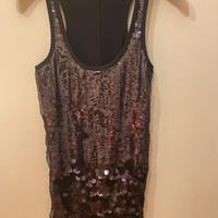 Canotta con paillettes nera