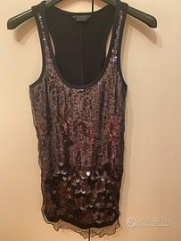 Canotta con paillettes nera