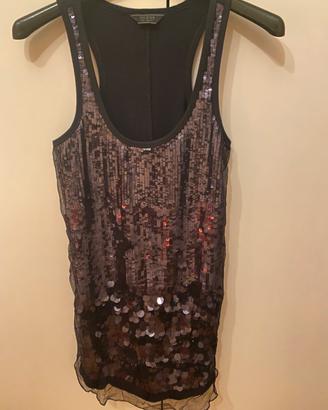 Canotta con paillettes nera