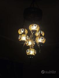 Lampadario turco in vetro mosaico - 7 luci.