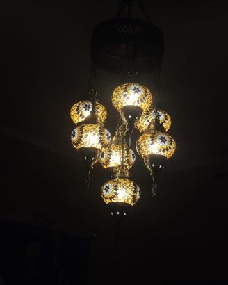 Lampadario turco in vetro mosaico - 7 luci.