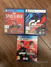 3 Giochi PS5 PS4 Gran Turismo 7, Spider-Man, F1