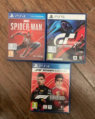 3 Giochi PS5 PS4 Gran Turismo 7, Spider-Man, F1