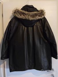 Cappotto in vera pelle con pelliccia per Donna