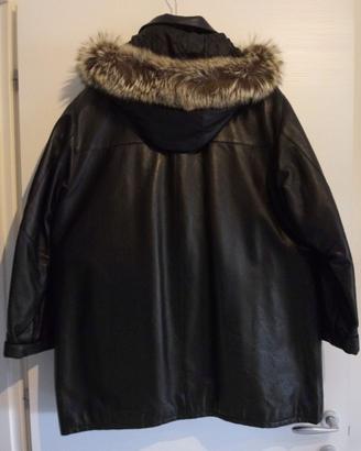 Cappotto in vera pelle con pelliccia per Donna
