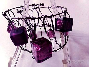 BRACCIALE ESTENSIBILE TITANIO GUARNIZIONI VIOLA