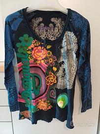 Maglia desigual donna. Tg.XL Blu /Multicolor