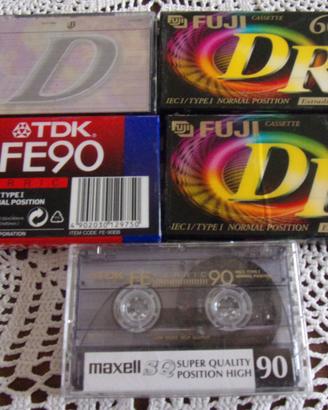 Set 5 audio cassette nuove 60/90 minuti