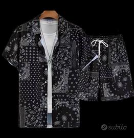 Camicia e pantaloncini neri stile bandana