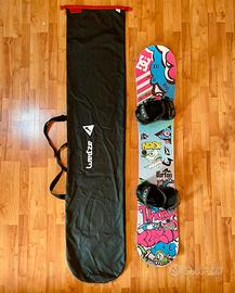 Snowboard Hoostile 156 cm, Attacchi Ride, custodia