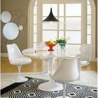 Sedia design tulip Saarinen lucida cuscino bianco
