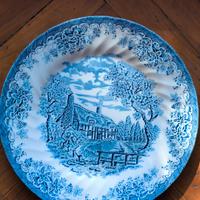 8 piatti in porcellana inglese azzurri