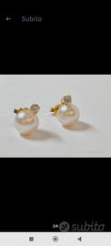 orecchini oro diamanti e perle akoya