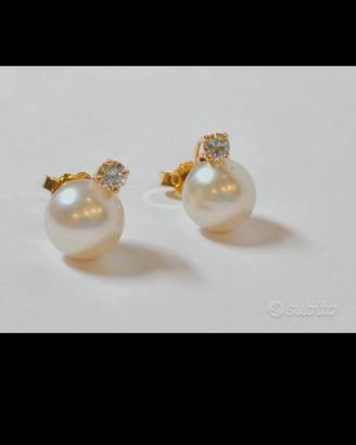 orecchini oro diamanti e perle akoya