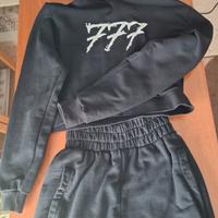 Tuta nera (felpa + pantaloni) triplosette / 777