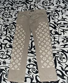 Jeans beige personalizzati stile luxury , taglia S
