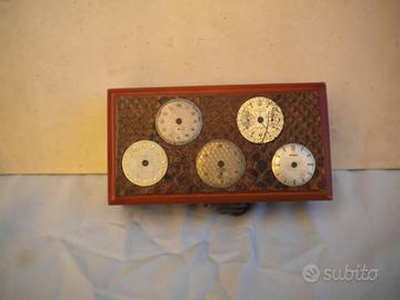 Porta orologi anni 70 legno e pelle da collezione