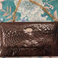 borsa vintage anni 70  in coccodrillo  marrone 