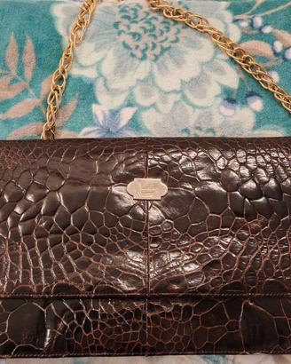 borsa vintage anni 70  in coccodrillo  marrone 
