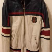 D&G Dolce Gabbana Giacca pelle rossa bianca blu