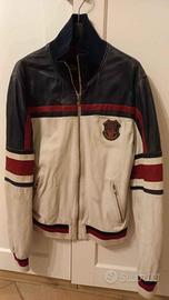 D&G Dolce Gabbana Giacca pelle rossa bianca blu