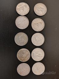 10 monete argento 500 lire