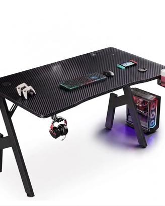 Scrivania gaming tavola nera carbon misura 80cm