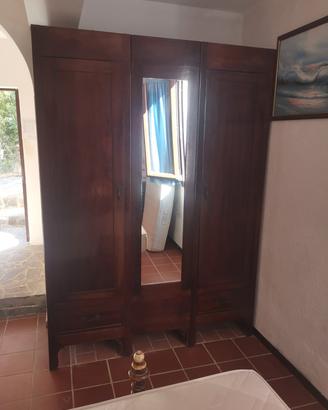 armadio antico in mogano con specchio
