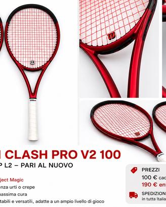 2 Wilson Clash PRO V 2 100-Grip L2 - Pari sl nuovo