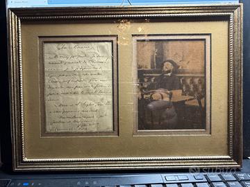 biglietto autografo Paul Verlaine con fotografia