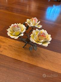 Trancio Rose porcellana Capodimonte ferro battuto