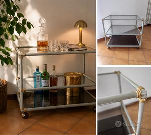 Carrellino vintage vetro e ottone