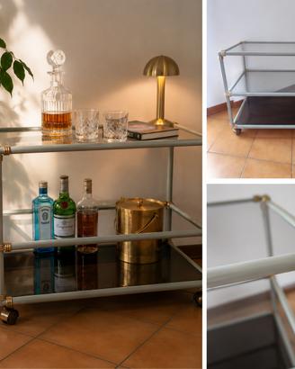 Carrellino vintage vetro e ottone
