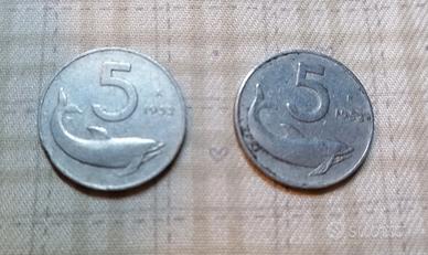 5 lire delfino 1952/1953
