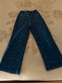 Jeans con perline bianco latte