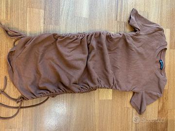 Vestito corto Zara marrone a costine