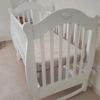 Culla Lettino Legno Bianco con Cuore Ecopelle