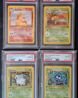 4 Carte Pokemon 1°EDIZIONE PSA10 Set Jungle e Base