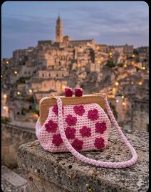 Clutch SIMONAMI CROCHET Rosa Pallido 