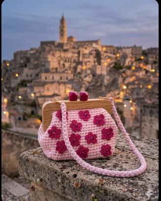 Clutch SIMONAMI CROCHET Rosa Pallido 