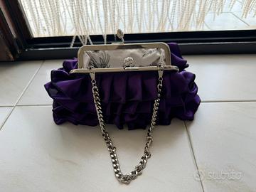 Pochette borsa gioiello XOXO viola con strass